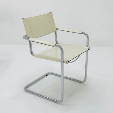 1 of 6 Model MG5 Centro Studi dining white leather chair by Mart Stam & Marcel Breuer for Matteo Grassi, 1980s 