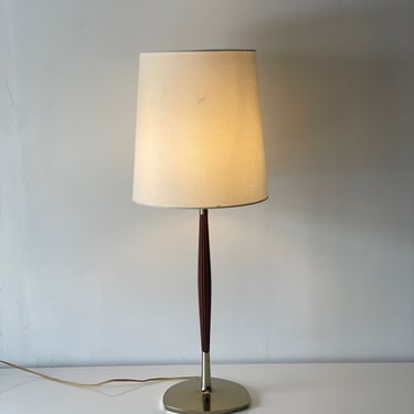 Vintage Modern Lamp in Walnut and Brass