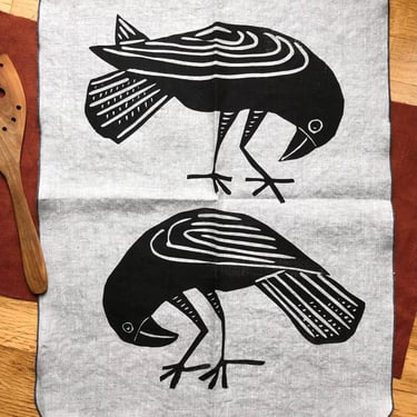 Raven Tea Towel, Bird lovers gift, Bird tea towel 
