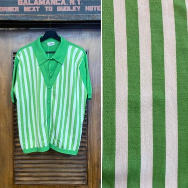 Vintage 1960’s Mod Two-Tone Banlon Beach Boys Glam Shirt-Jac Top, 60’s Vintage Clothing 