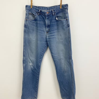 Vintage Rustler Jeans | Unisex Boyfriend Jeans | Faded and Frayed with Wallet Shadow | Size 36 X 30 