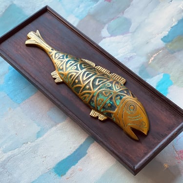 Pepe Mendoza | Brass & Malachite | Fish Wall-Hanging 