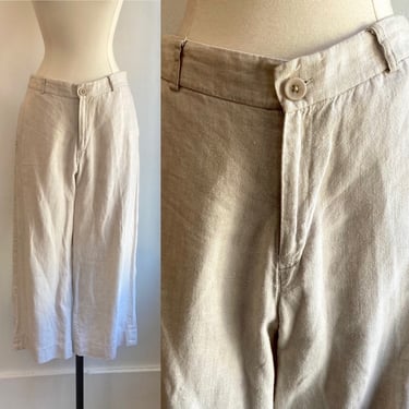 Vintage 90s CROPPED Wide-Leg LINEN Pants / Trouser Cut / GAP 