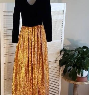 Vintage 60s Velvet and Lurex/Lame' MOd Maxi Dress S 