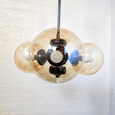 Vintage Ceiling Lamp/Mid Century Modern Ceiling Lamp/Three Transparent Bulbs Chandelier / Pendant Light / Vintage Lightning/ 70s/ Yugoslavia 