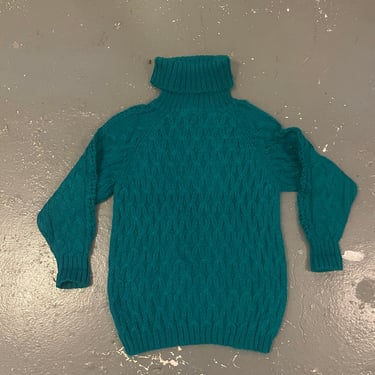 Size Medium Vintage 90s Express Tricot Long Sleeve Wool Turtleneck Sweater Women’s Green Cute Warm Winter 