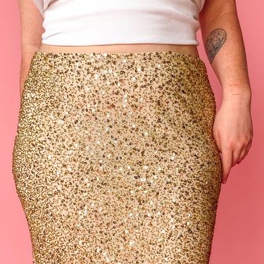 Y2K Gold Silk Sparkle Skirt, sz. M/L