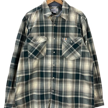 Carhartt 104443 Rugged Flex Relaxed Fit Pearl Snap Plaid Western Shirt Large