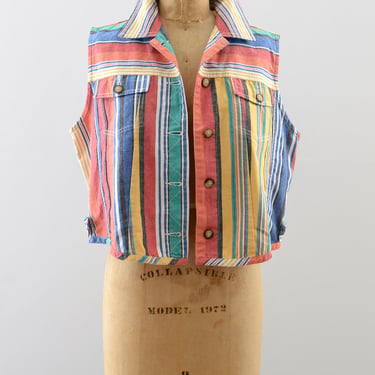 Vintage Striped Denim Vest