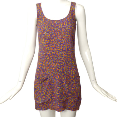 BETSEY JOHNSON- 1980s Rayon Print Mini Dress, Size 2