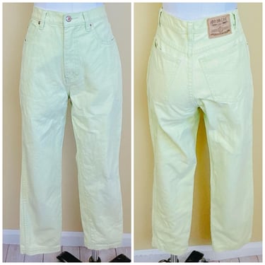 1990s Vintage Pale Green Jordache Jeans / 90s High Waisted Cotton Denim Mom Jeans / Waist 26" 