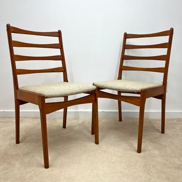 Danish modern (2) teak dining chairs ladder back mid century 