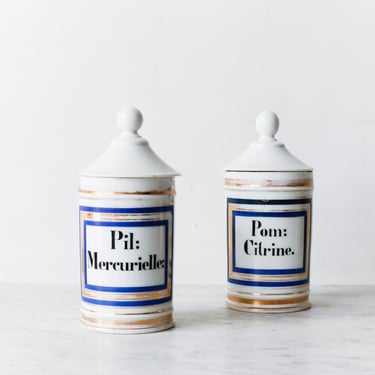Pair of Imprinted Pharmacy Jars