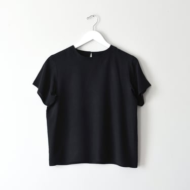 vintage black silk t-shirt, 90s silk pullover top 
