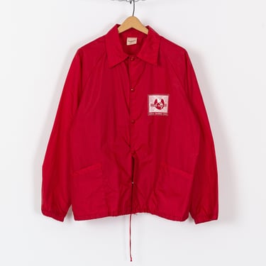 Vintage 1989 Future World Windbreaker - Men's Large | 80s Red World Business Council Lightweight Snap Button Jacket 