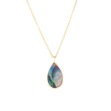 Teardrop Australian Opal Necklace - 18k Gold