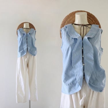 chambray ruffle blouse - s/m 