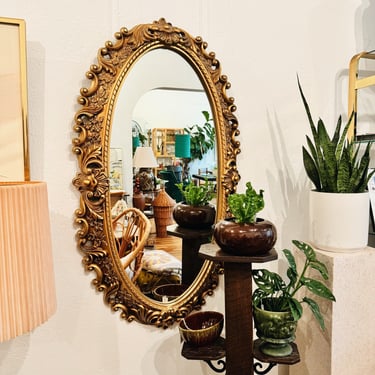 Vintage Oval Gold Gilt Resin Mirror