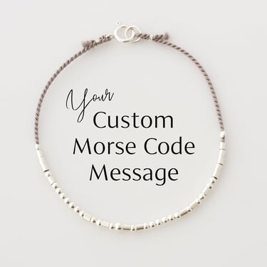 Morse Code Bracelet, Custom Morse Code Bracelet, Friendship Bracelet, Silk Morse Code Bracelet, Mom Bracelet, Anniversary Date, Gift for Her 