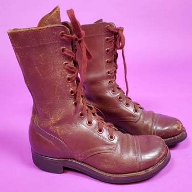 Vintage leather lace-up boots. 1950 (Size 8.5/9) 