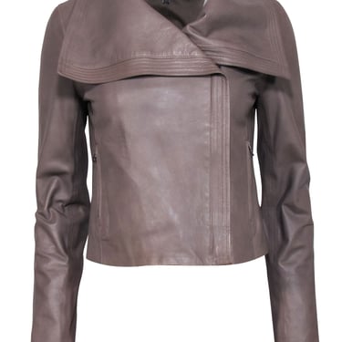 Vince - Taupe Moto Leather Jacket Sz S