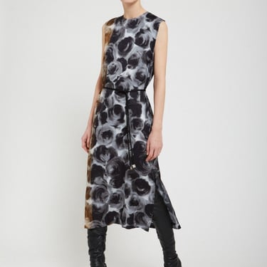 Ottod'Ame - Abstract Floral Midi Dress with Tie