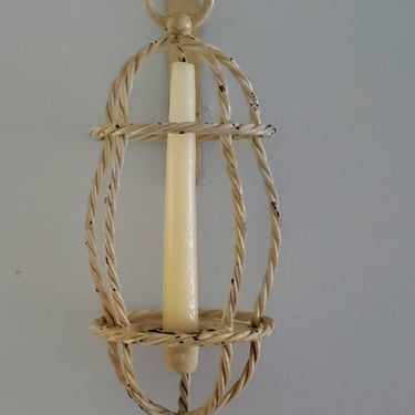 Vintage twisted rope solid Brass hanging candle holder Patio Decor Taper Candle Sconce 