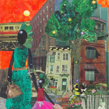 On Our Way to Ballet Class 11x14 Print African American art. Ballet. Print. Queens. NYC. Collage 