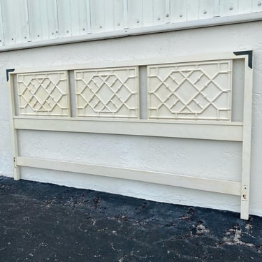 Chinoiserie King Headboard by Thomasville - Vintage Faux Bamboo Fretwork Asian Style Bedroom Furniture 