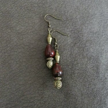Bohemian stone and bronze earrings 2 