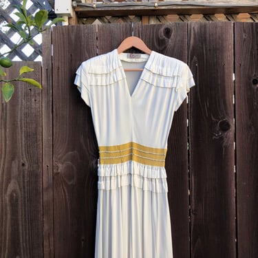 1940s rayon jersey dress . vintage 40s dress . size xs/small 