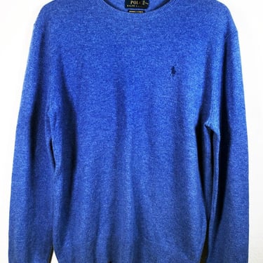 POLO Ralph Lauren CASHMERE Pullover Sweater, Blue, Medium Mens, Near Mint Condition, Vintage, Shirt Top Crewneck 