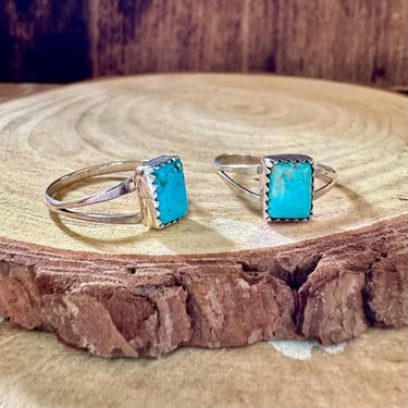 SMALL SQUARE TURQUOISE &amp; Sterling Silver Ring | Southwestern Jewelry | Dainty .925 Silver | Sizes 8, 9 