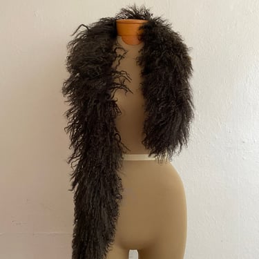 vintage black mongolian lambswool boa / scarf 