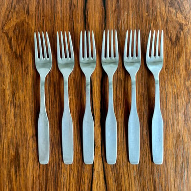 6 Mid Century WMF Germany Form 3600 Flatware Dinner Forks - Stainless Steel - Older Triangle Mark 