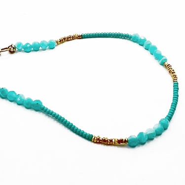 Turquoise &amp; Amazonite Seed Beaded Bracelet