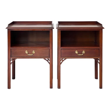 Councill Furniture Mahogany Chippendale Nightstands - a Pair 