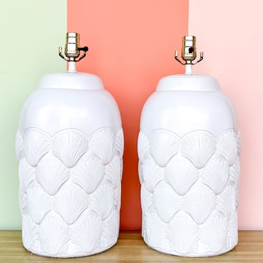 Pair of Coastal Chic Seashell Lamps