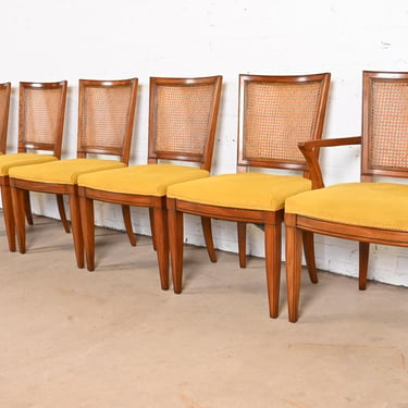 Kindel Furniture Mid-Century French Regency Cherry Wood and Cane Dining Chairs, Set of Six