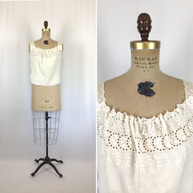 Vintage Edwardian CorsetCover  | Vintage white cotton corset cover | Late 1900s eyelet top 