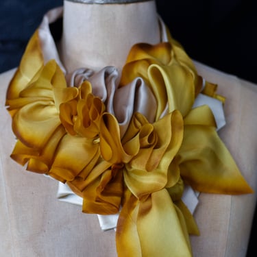 Hand Dyed Champagne Silk Ruffle Aster Ascot