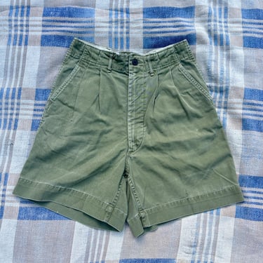 Vintage 1950s Green Boy Scout High Rise Shorts Cotton 24 Waist by TimeBa