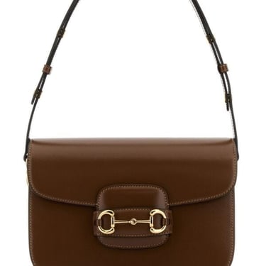 Gucci Woman Brown Leather 1955 Horsebit Shoulder Bag