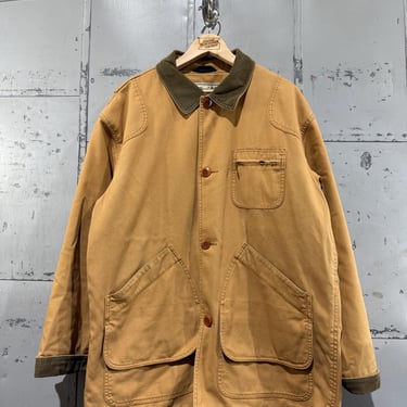 Vintage LL Bean Chore Jacket Flannel lined Coat Barn Corduroy Collar Large 