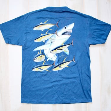 Vintage 90s Fish T Shirt, 1990s Shark Tee, Ocean, Underwater, Habitat, Hunting, Fishing, Guy Harvey 