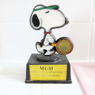 Vintage  Snoopy Figurine - Mom World's Greatest Tennis Player  - 1972 Aviva Peanuts Collectible Gift 