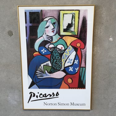 Pablo Picasso "Woman With A Book" Norton Simon Museum Vintage Poster