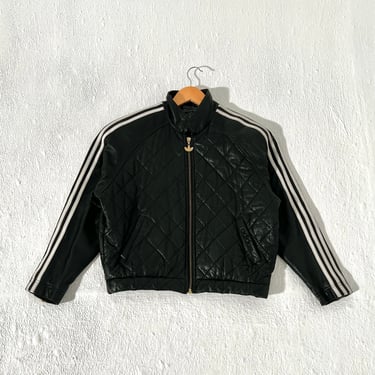 Adidas Cropped Leather Jacket Sz. L