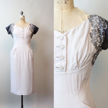 1940s MOYGASHEL linen wiggle dress small | new spring 