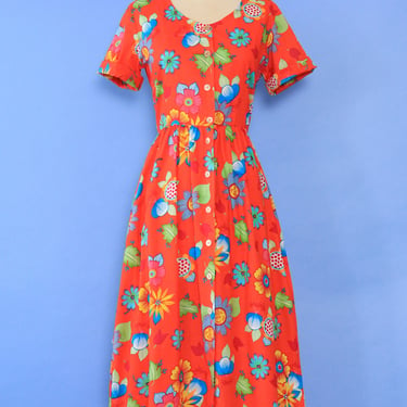 Benetton Scarlet Floral Cotton Dress S/M